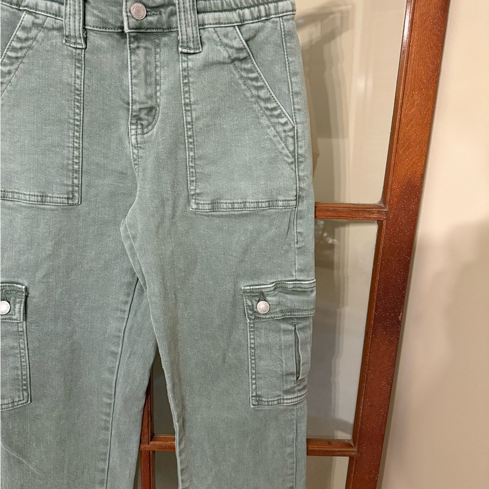 VERVET Buckle Green Stretch Cargo Y2K High Rise Wide Leg Pant Streetwear Size 24 - Picture 5 of 10